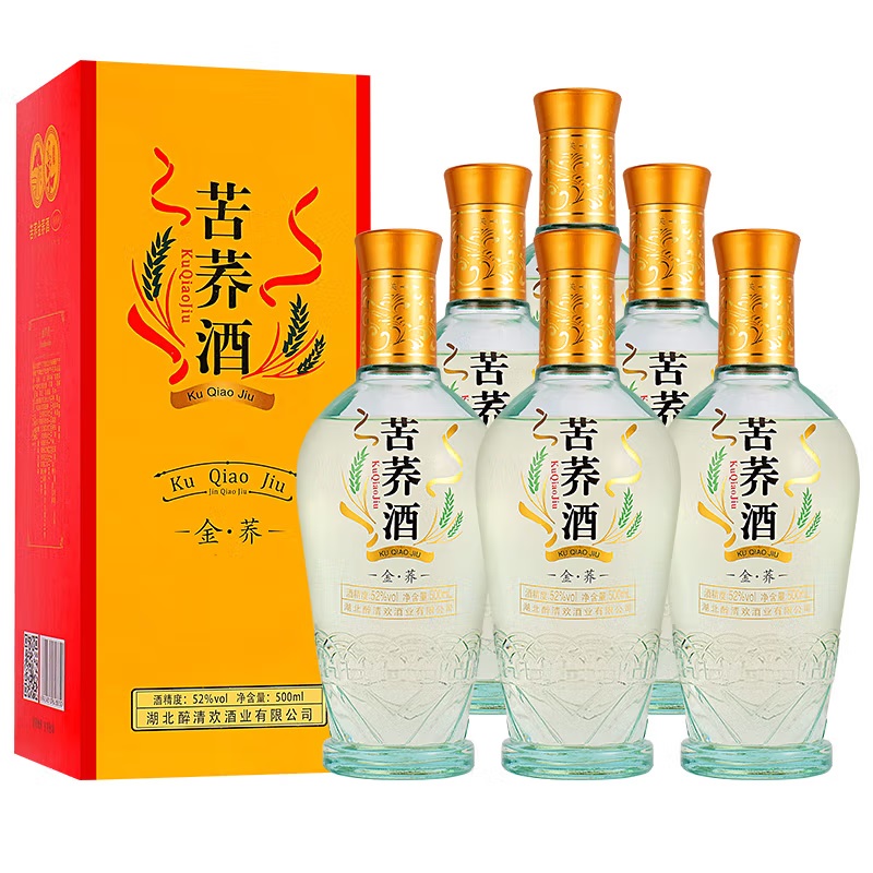 酒煜网苦荞酒 露酒500ml*6瓶 52度 500mL 6瓶 礼盒装配礼袋 京东折扣/优惠券